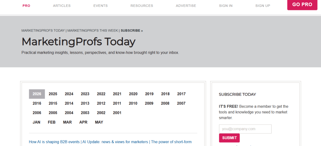 MarketingProfs Today digital marketing newsletter