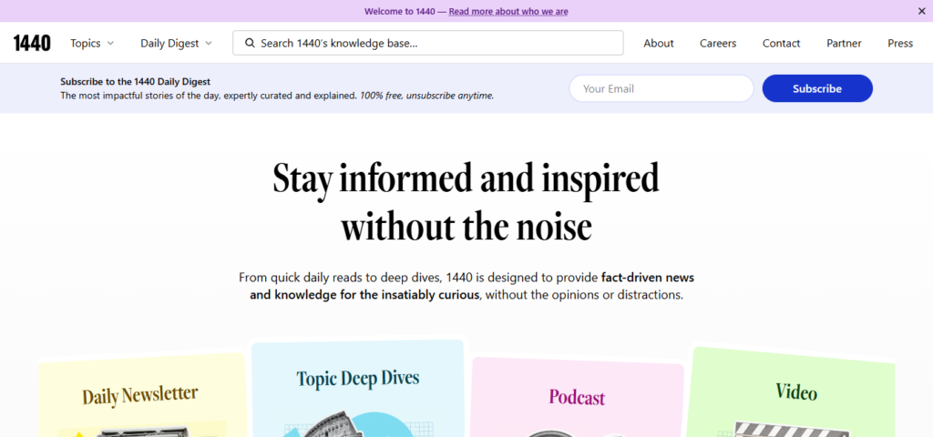 1440 daily news newsletter overview