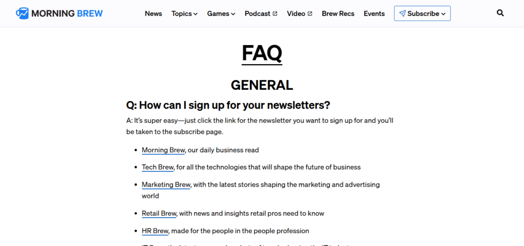 Morning Brew business and tech newsletter