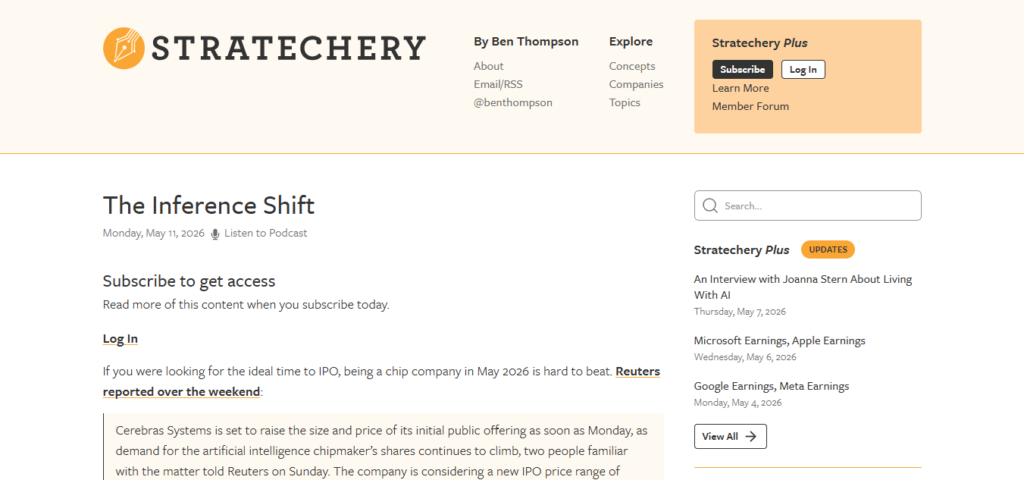 Stratechery by Ben Thompson tech strategy newsletter