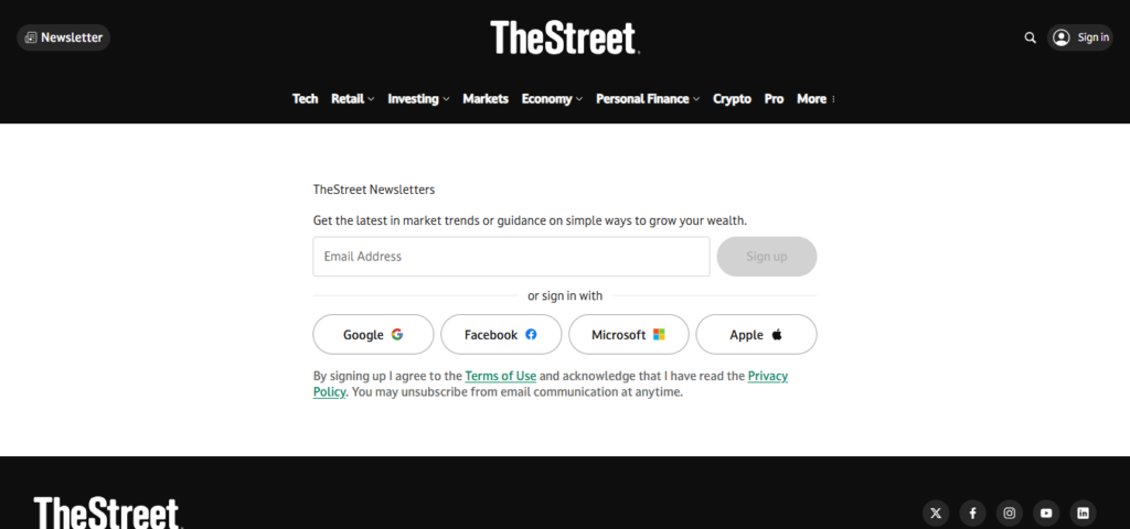 TheStreet investing and finance newsletter
