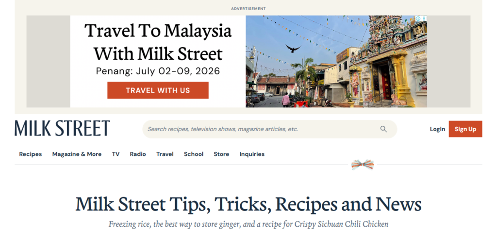 Milk Street cooking and food newsletter