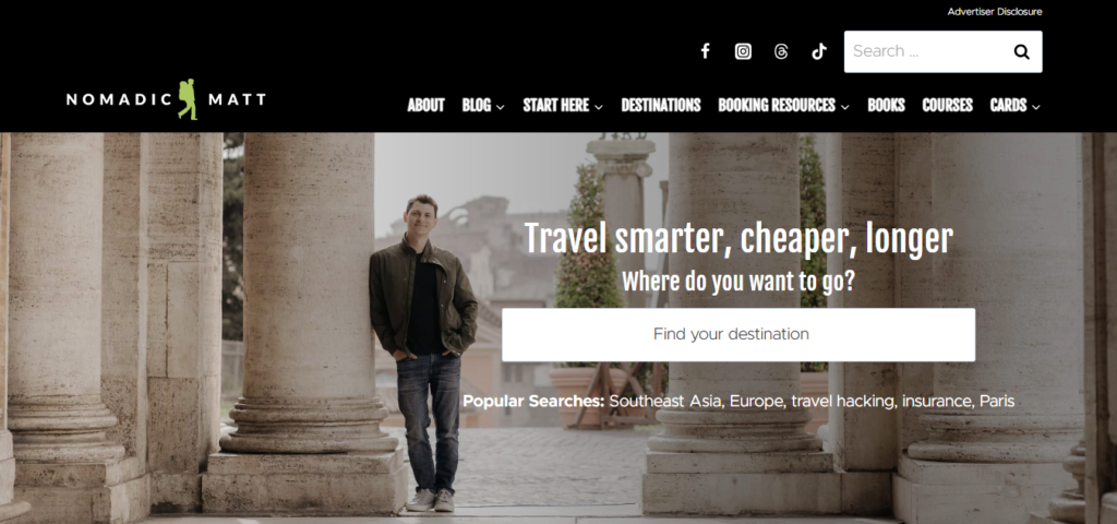 Nomadic Matt travel tips newsletter