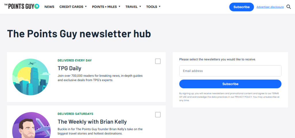 TPG Daily travel rewards newsletter
