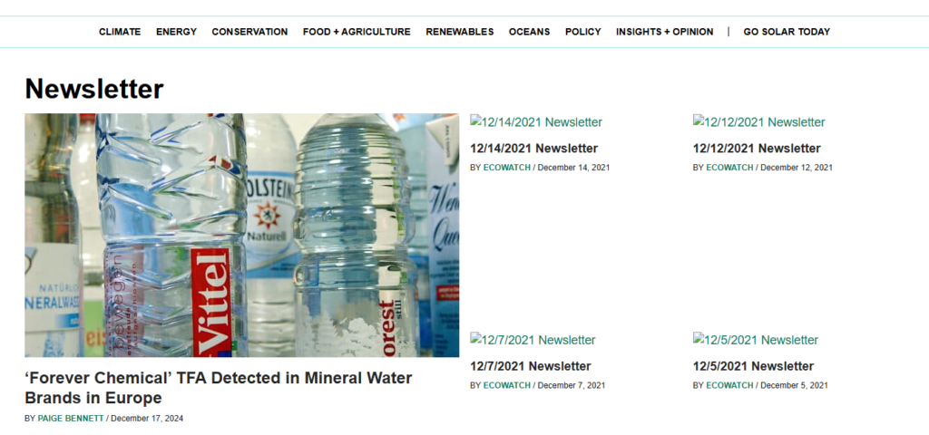 EcoWatch sustainability and environmental newsletter