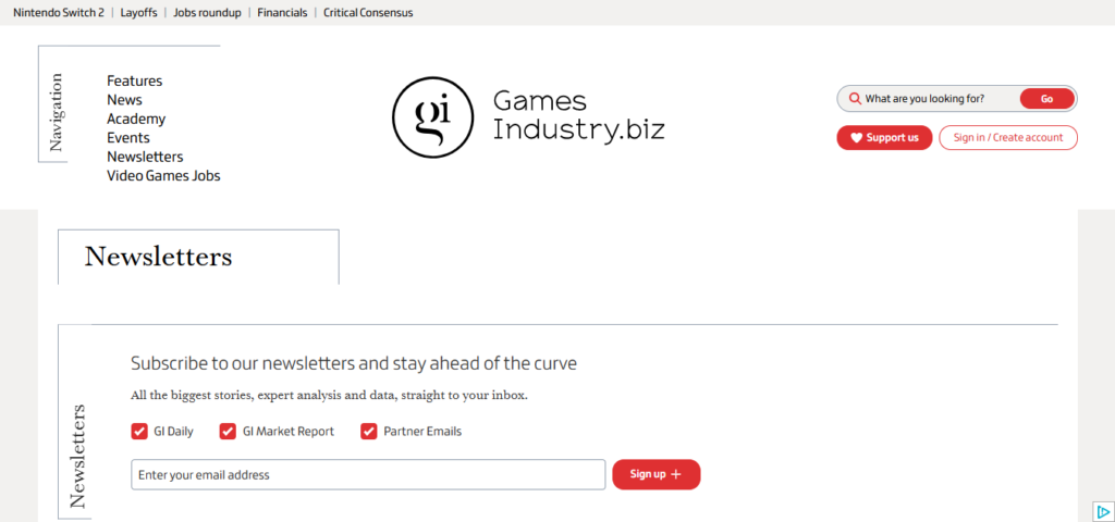 GamesIndustry.biz gaming business newsletter