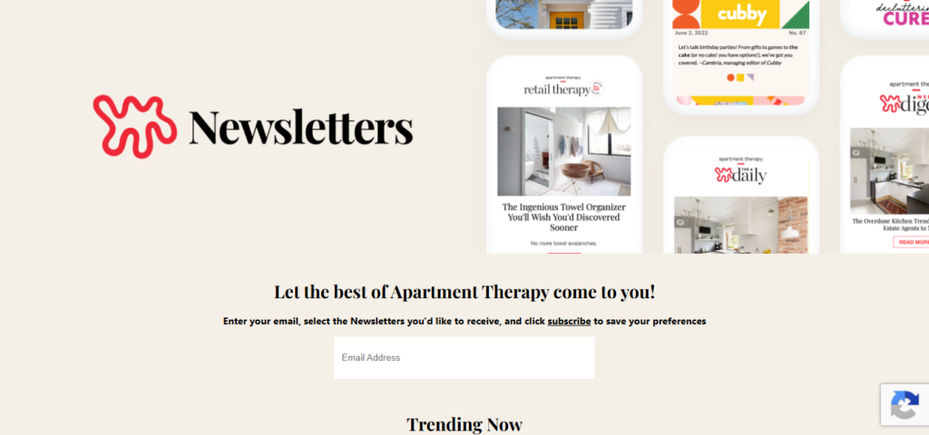 Apartment Therapy home decor newsletter