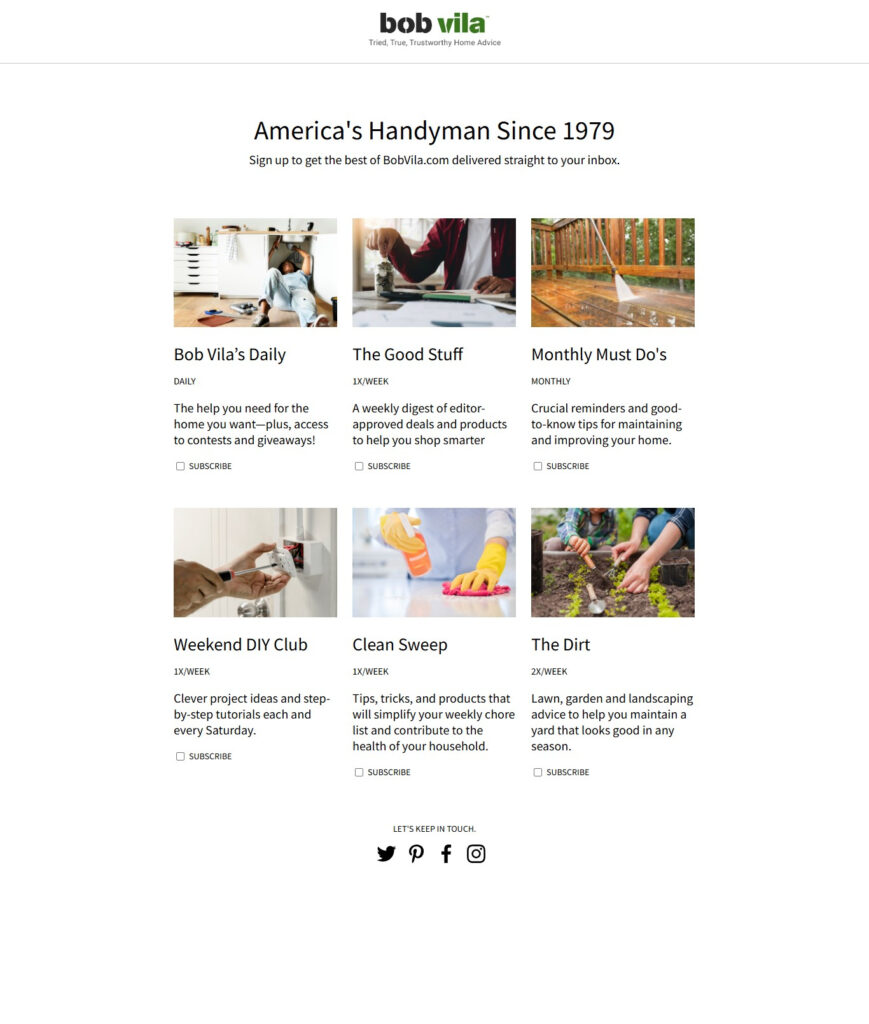 Bob Vila home maintenance newsletter