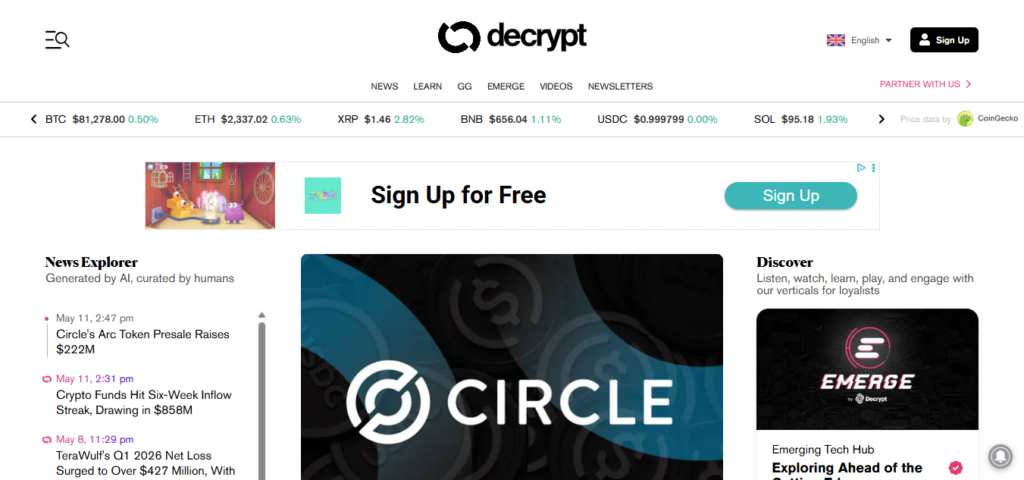 Decrypt crypto and blockchain newsletter