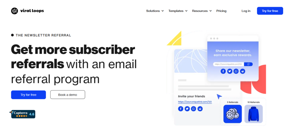  Screenshot of Viral Loops newsletter referral campaign
