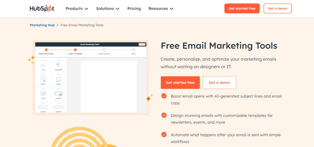 Hubspot email marketing software